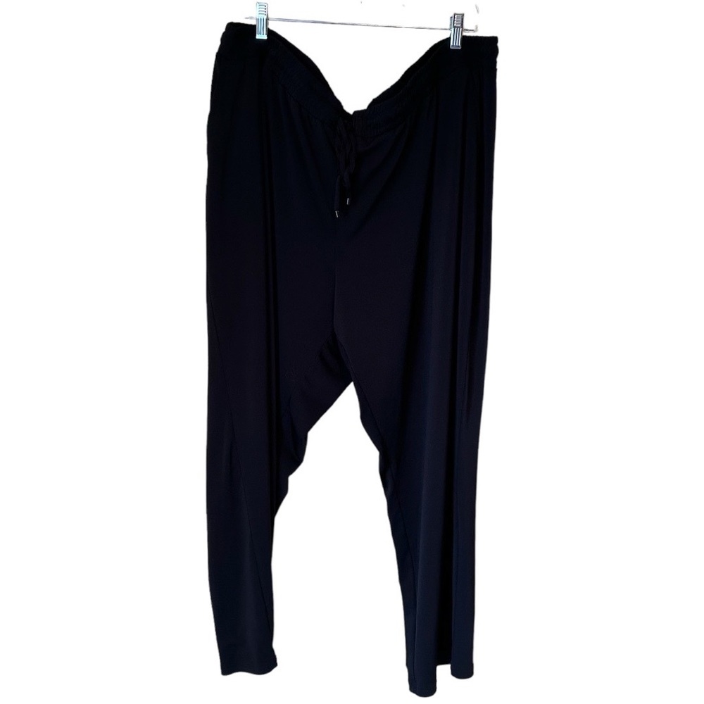 Avenue Black Elastic Draw String Dress Pants Trouser Slacks Work Wear Size 26/28